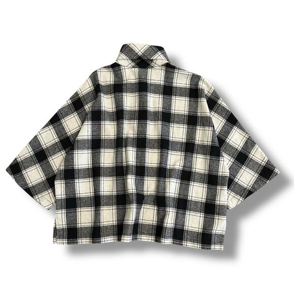 Coldwater Creek Plaid Wool Blend Jacket Women’s L Black White Button‎ Front - Picture 5 of 10